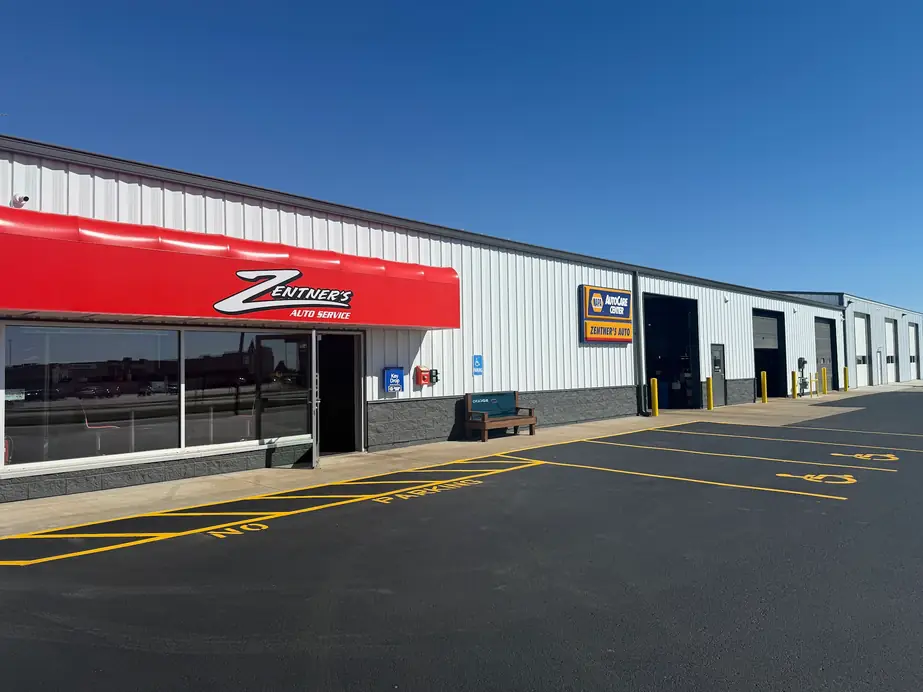Zentner's Auto Service storefront with the red awning and NAPA AutoCare sign on W Greenville Dr